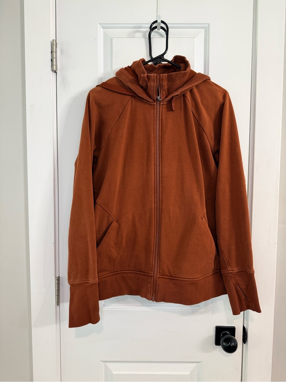 Athleta Triumph Hoodie XL Rust Orange Full Zip Thumbhole - Picture 3 of 8